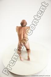 Nude Fighting with knife Man White Slim Short Brown Multi angles poses Realistic